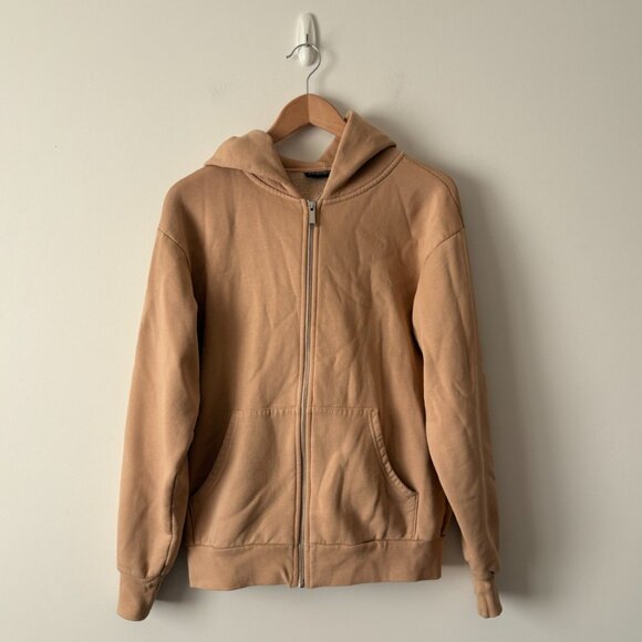 Aritzia Hoodie & The Super Puff Super Fleece Zip Up Hoodie Tan Size Small - Picture 4 of 8